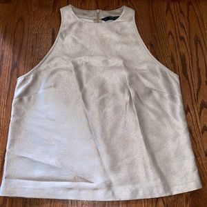 Light gold or champagne zip back fitted tank